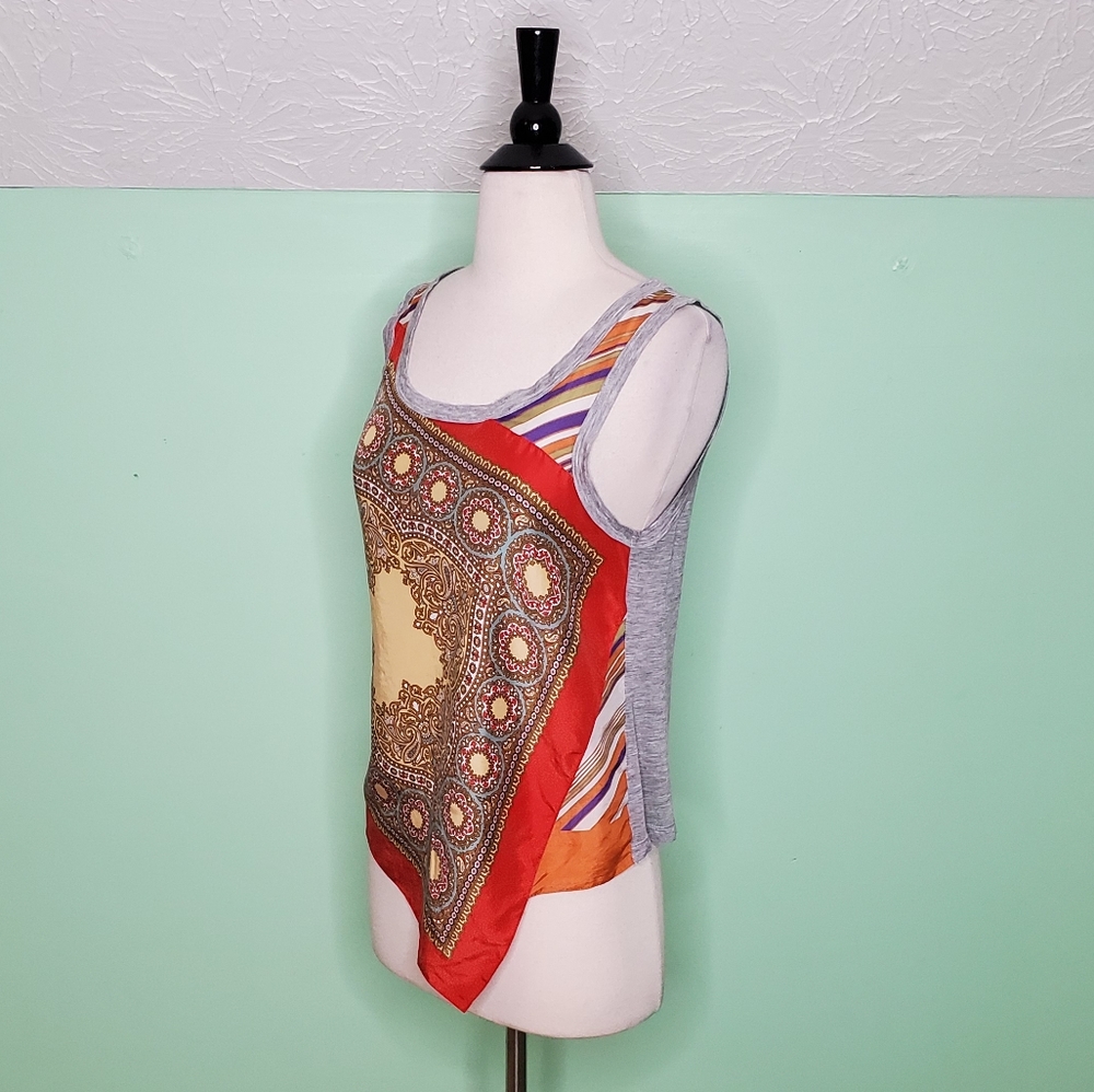 Dolce & Gabbana Silk Hanky Hem Tank Top – Gray Burnout Back – Size M (Estimated) - Picture 6 of 8